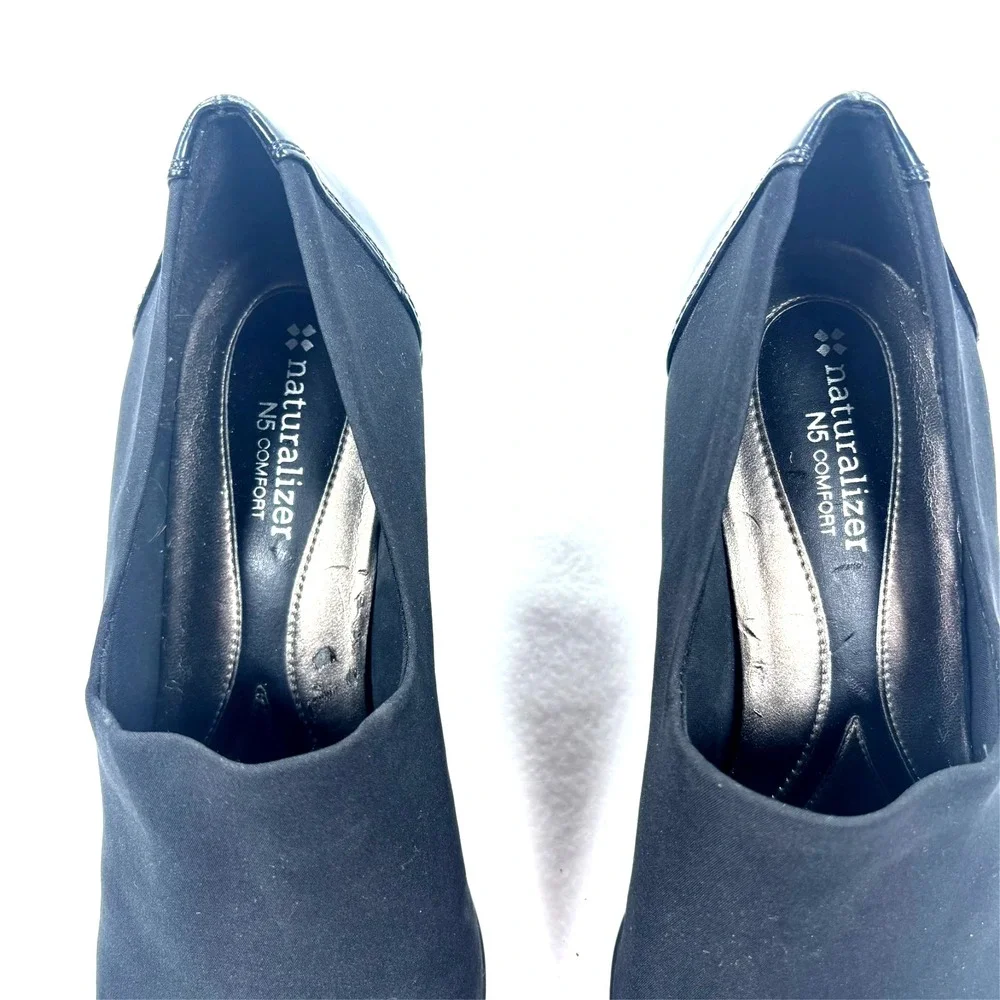 Naturalizer Wedge Shoes Womens 10W Black Square Toe Comfort‎ Office Classic
